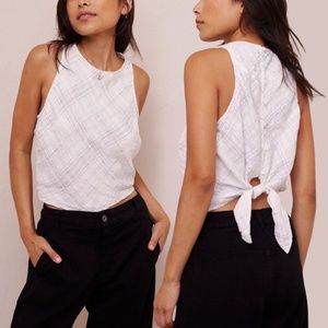 Bella Dahl Sleeveless Bias Tie Back Tank Playa Sirena Plaid Playa Sire Buttons